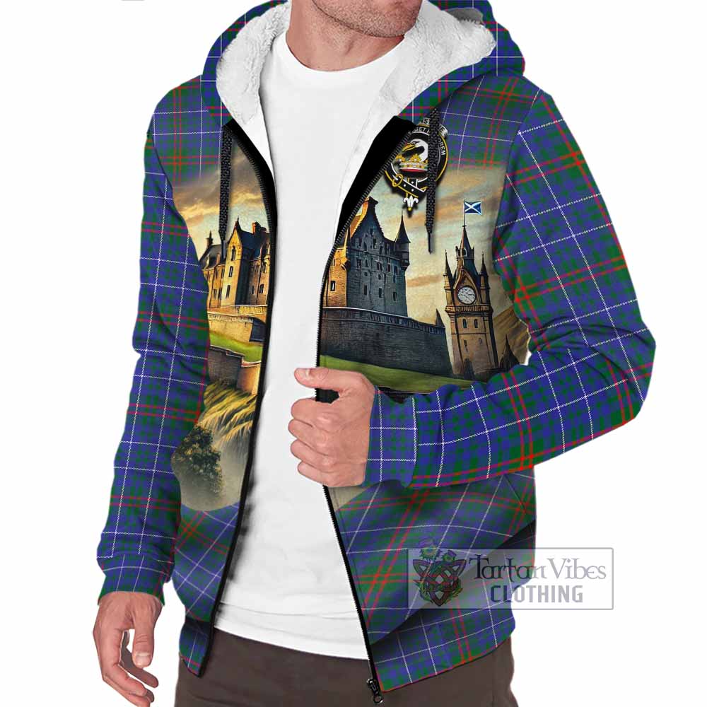 Edmonstone Tartan Family Crest Sherpa Hoodie with Scottish Ancient Castle Style - Tartan Vibes Clothing