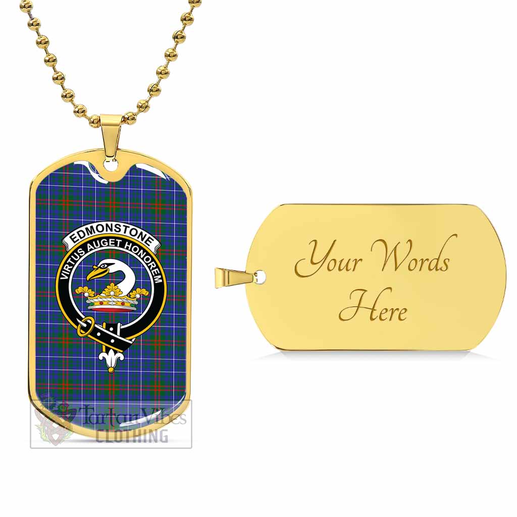 Edmonstone Tartan Dog Tag Necklace with Family Crest Gold Yes - Tartan Vibes Clothing