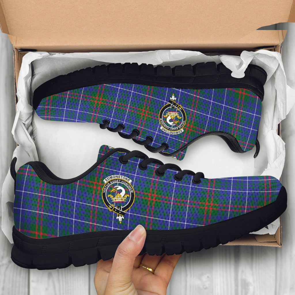 Edmonstone Tartan Sneakers with Family Crest - Tartan Vibes Clothing