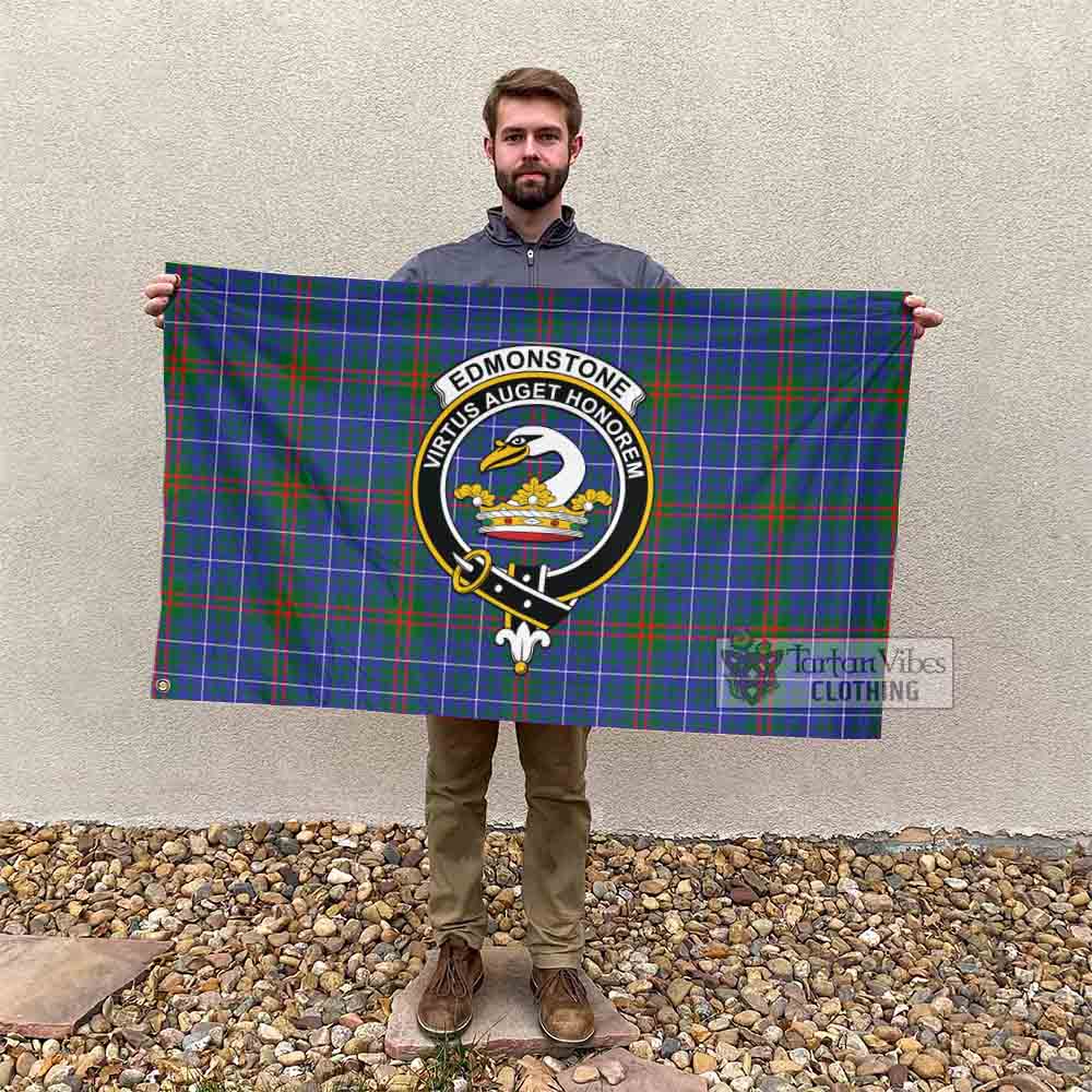 Tartan Vibes Clothing Edmonstone Tartan House Flag with Family Crest