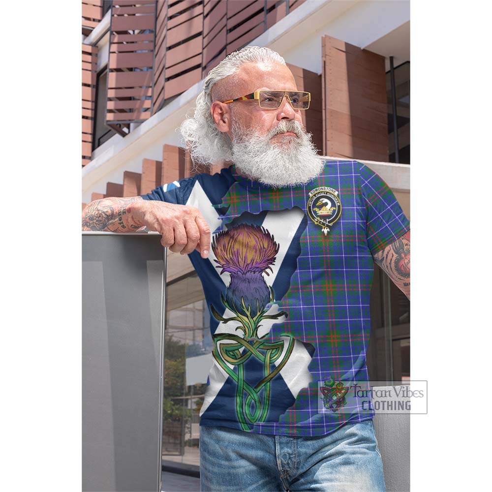 Tartan Vibes Clothing Edmonstone Tartan Family Crest Cotton T-shirt Scottish Thistle Celtic Inspired