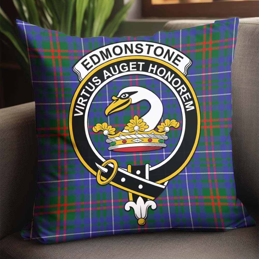 Edmonstone Tartan Pillow Cover with Family Crest - Tartan Vibes Clothing