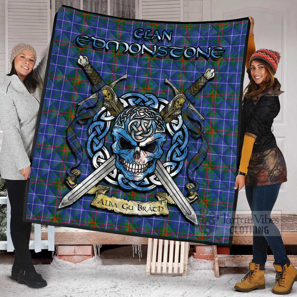 Edmonstone Tartan Quilt with Celtic Skull Alba Gu Brath Style - Tartan Vibes Clothing