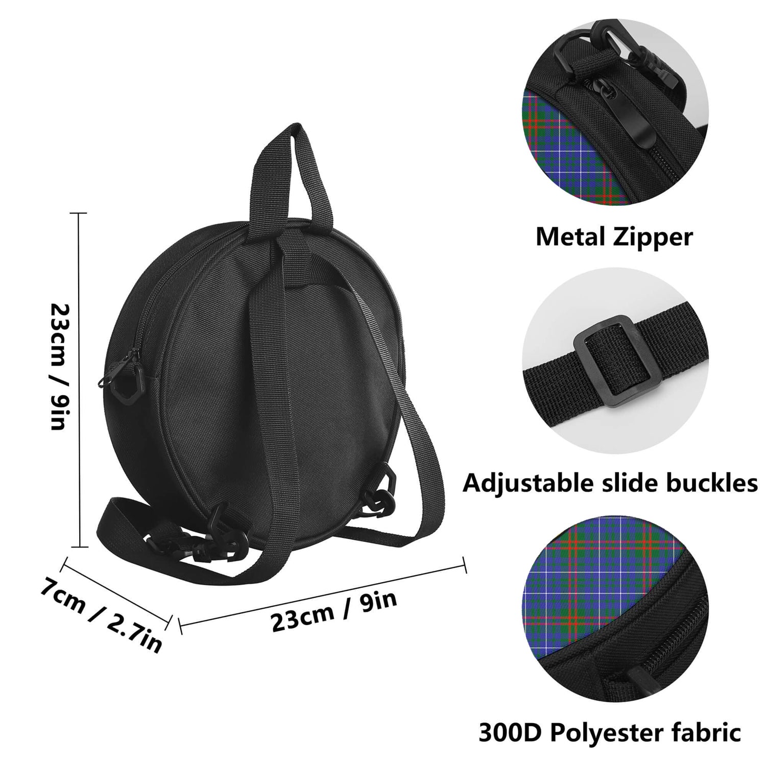 Edmonstone Tartan Round Satchel Bags with Family Crest - Tartan Vibes Clothing
