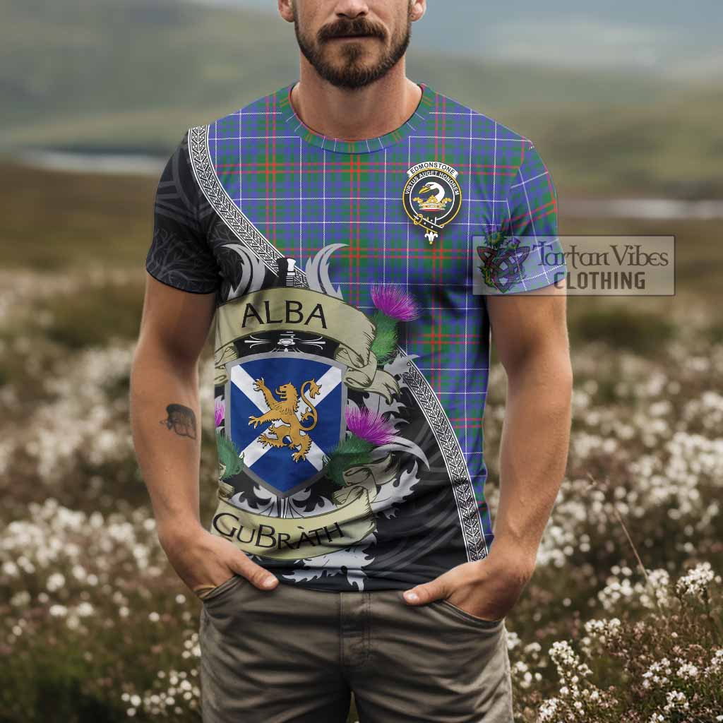 Edmonstone Tartan Family Crest T-Shirt Lion Rampant Royal Thistle Shield Celtic Inspired - Tartan Vibes Clothing