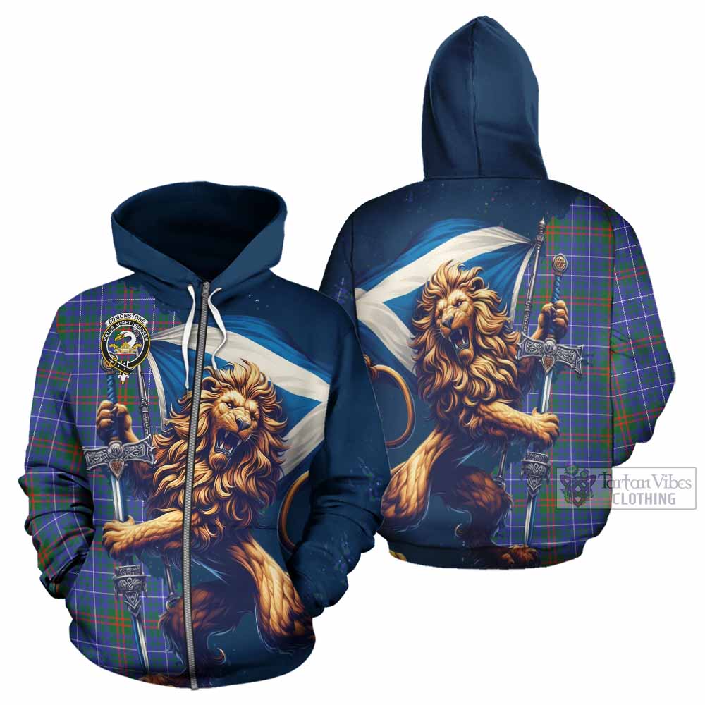 Edmonstone Tartan Family Crest Hoodie with Scottish Majestic Lion - Tartan Vibes Clothing