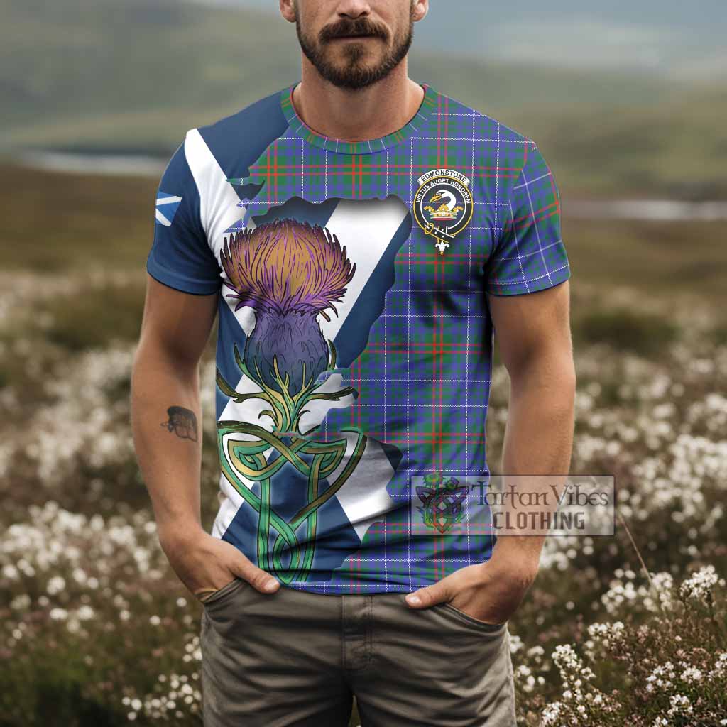 Edmonstone Tartan Family Crest T-Shirt Scottish Thistle Celtic Inspired - Tartan Vibes Clothing