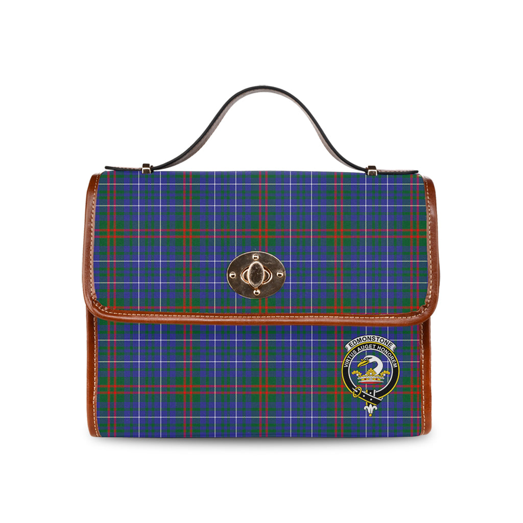 edmonstone-tartan-leather-strap-waterproof-canvas-bag-with-family-crest