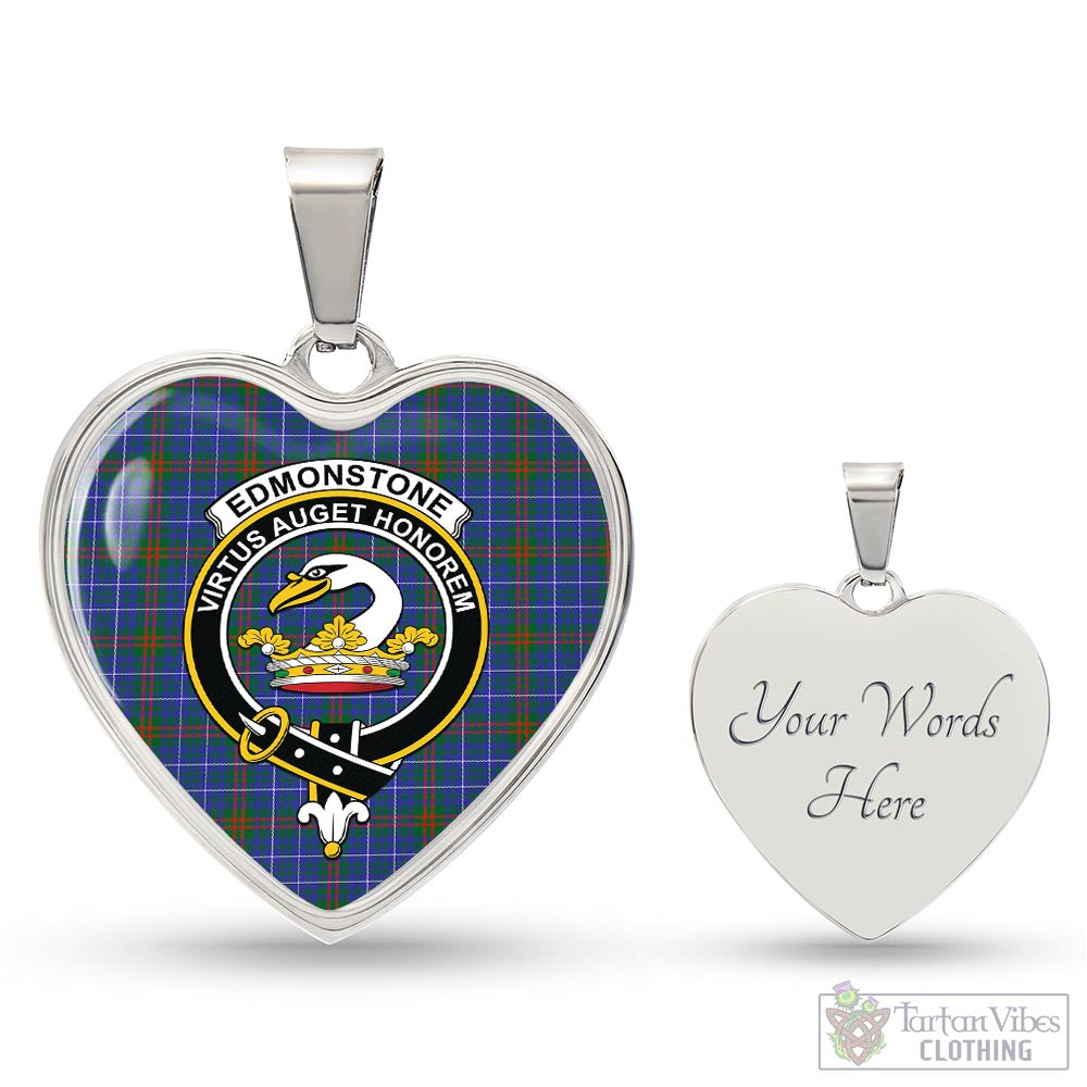 Edmonstone Tartan Heart Necklace with Family Crest Luxury Necklace (Silver) Yes - Tartan Vibes Clothing