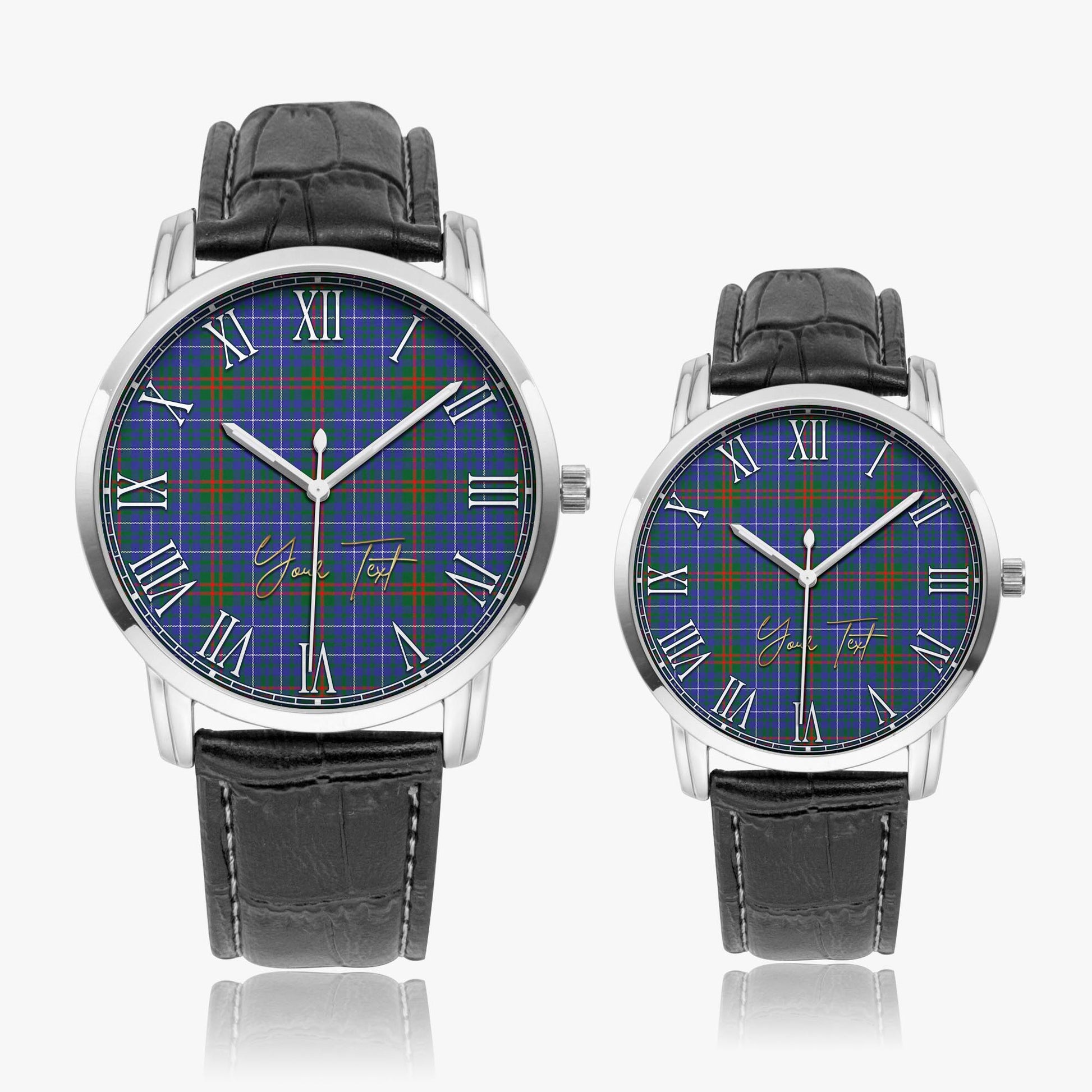 Edmonstone Tartan Personalized Your Text Leather Trap Quartz Watch - Tartan Vibes Clothing