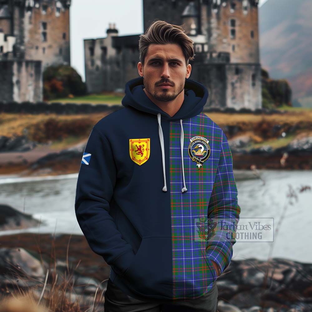 Edmonstone Tartan Cotton Hoodie Alba with Scottish Lion Royal Arm Half Style - Tartan Vibes Clothing