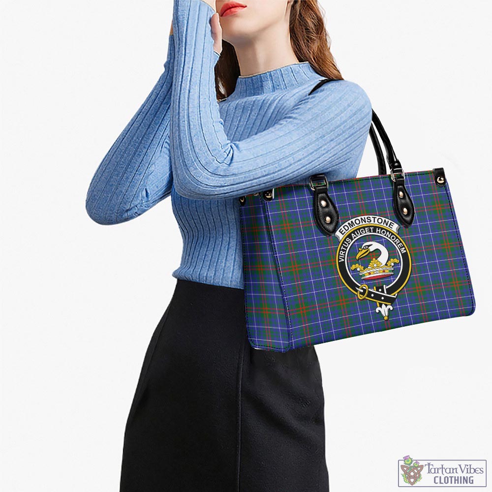 Edmonstone Tartan Luxury Leather Handbags with Family Crest - Tartan Vibes Clothing