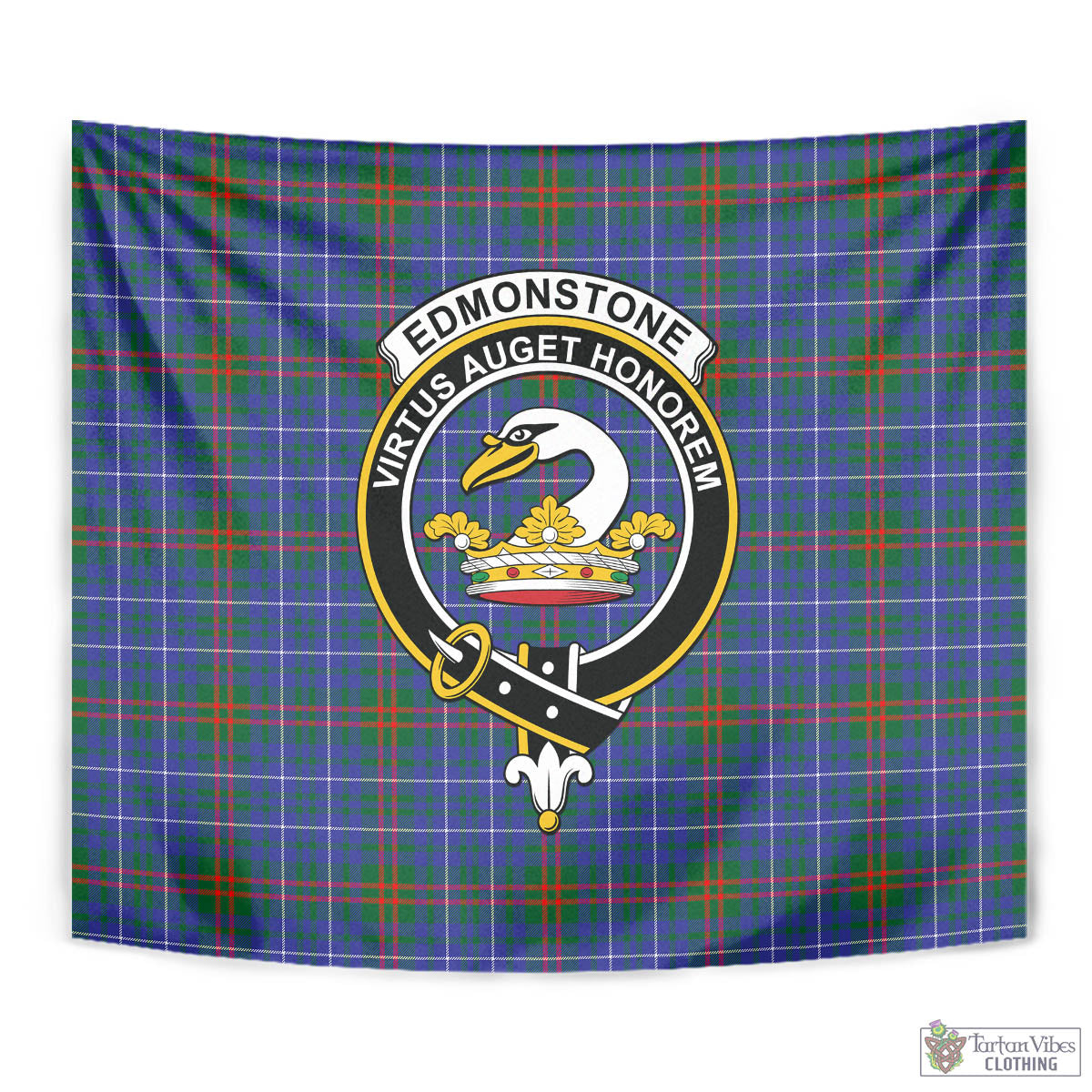 Edmonstone Tartan Tapestry Wall Hanging and Home Decor for Room with Family Crest - Tartan Vibes Clothing