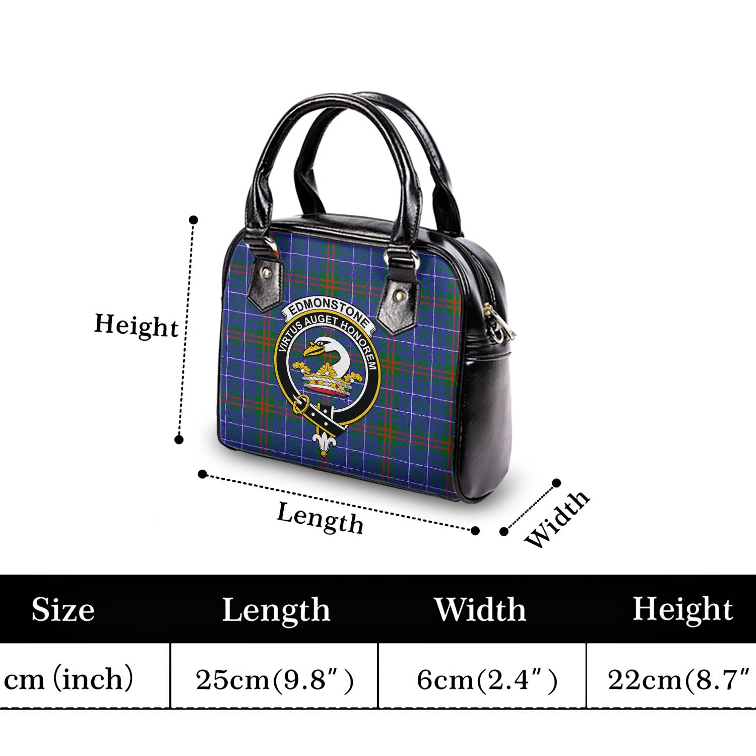 Edmonstone Tartan Shoulder Handbags with Family Crest - Tartan Vibes Clothing
