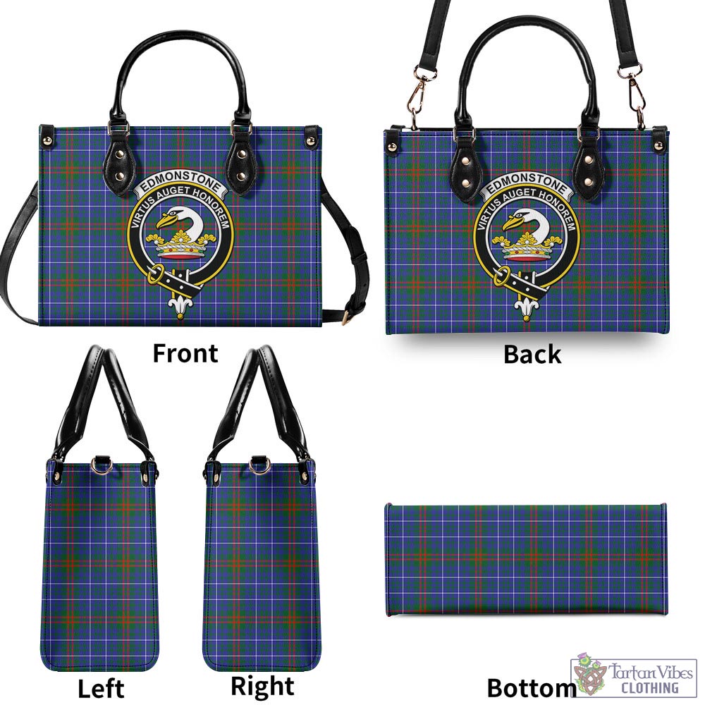 Edmonstone Tartan Luxury Leather Handbags with Family Crest - Tartan Vibes Clothing