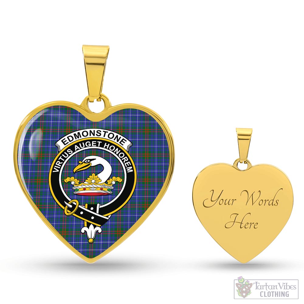 Edmonstone Tartan Heart Necklace with Family Crest Luxury Necklace (Gold) Yes - Tartan Vibes Clothing