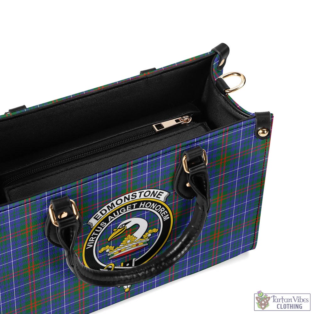 Edmonstone Tartan Luxury Leather Handbags with Family Crest - Tartan Vibes Clothing