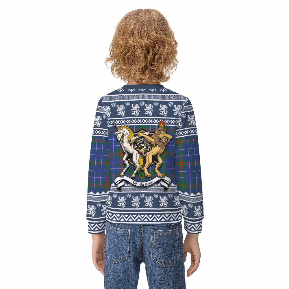 Edmonstone Clan Tartan Crest Christmas Kid Ugly Sweatshirt Coat of Arms Funny Style - Tartan Vibes Clothing