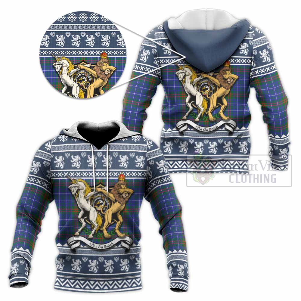 Edmonstone Clan Tartan Crest Christmas Knitted Hoodie Coat of Arms Funny Style - Tartan Vibes Clothing