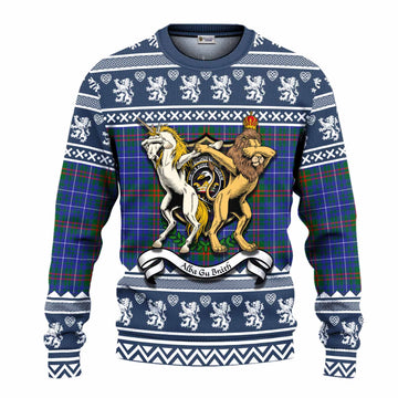 Edmonstone Clan Tartan Crest Christmas Ugly Sweater Coat of Arms Funny Style