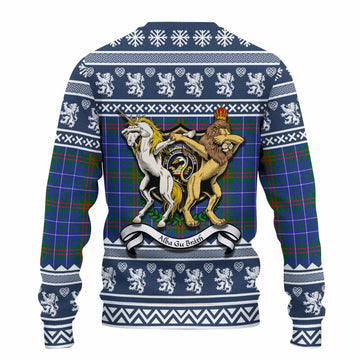 Edmonstone Clan Tartan Crest Christmas Ugly Sweater Coat of Arms Funny Style