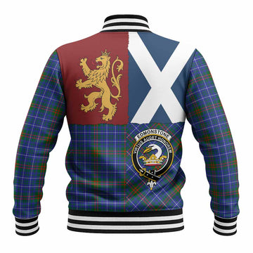 Edmonstone Crest Tartan Baseball Jacket with Lion Rampant Saltire Style
