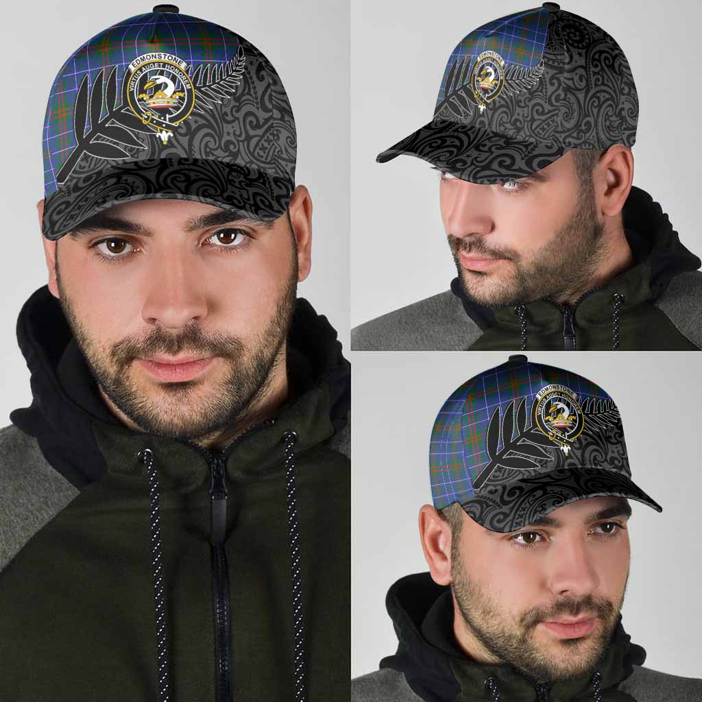 Edmonstone Crest Tartan Classic Cap with New Zealand Silver Fern Half Style