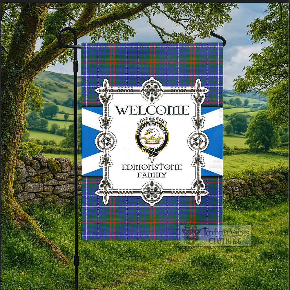 Edmonstone Family Crest Tartan Welcome Garden Flag Saltire Harmony Style - Tartan Vibes Clothing