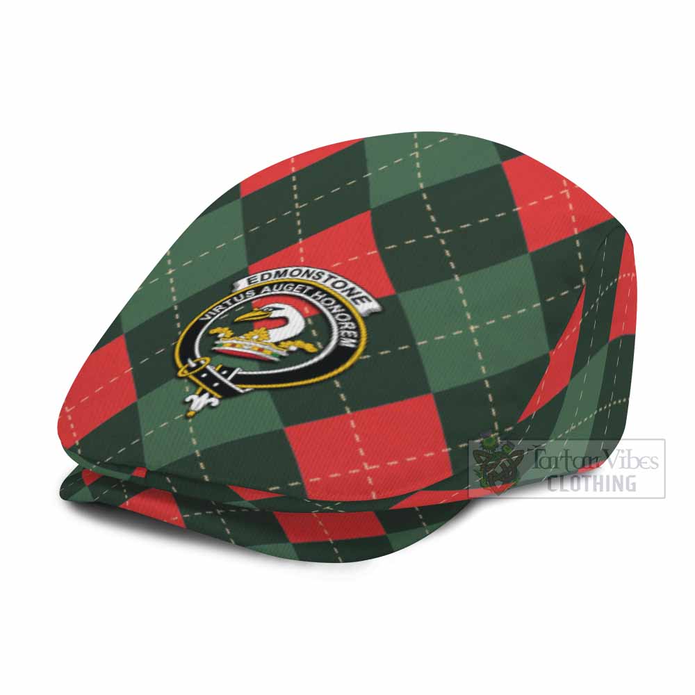 Edmonstone Scottish Family Crest Flat Cap, Jeff Cap Argyle Plaid Christmas Style - Tartan Vibes Clothing