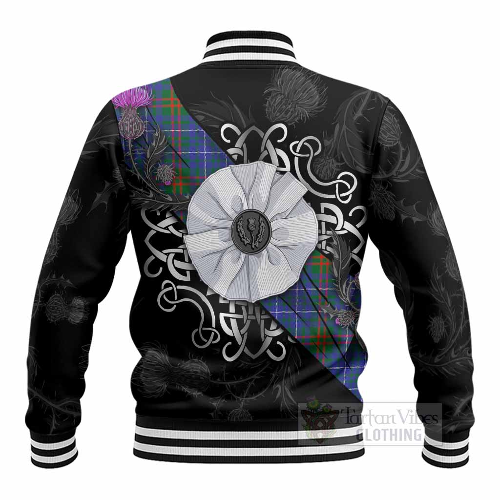 Edmonstone Tartan Baseball Jacket Jacobite White Rose - Tartan Vibes Clothing