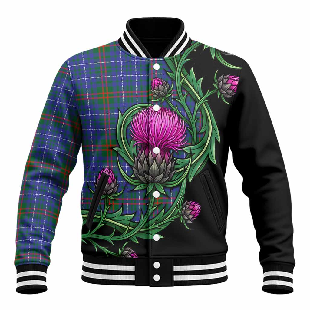 Edmonstone Tartan Baseball Jacket Resilient Scottish Thistle Unisex - Tartan Vibes Clothing