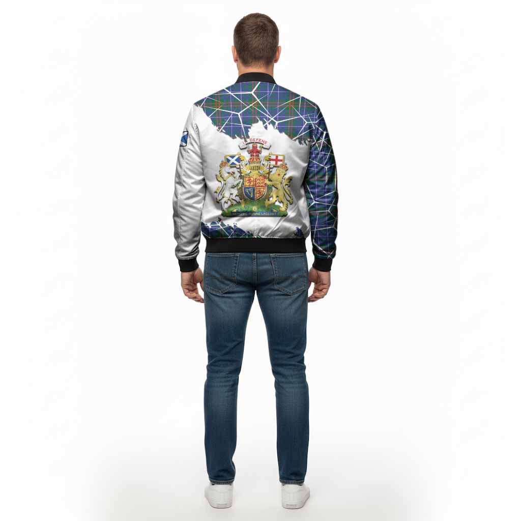 Edmonstone Tartan Bomber Jacket with Family Crest and Lion Rampant Grunge Style