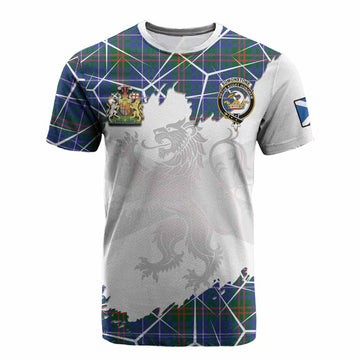 Edmonstone Tartan Cotton T-shirt with Family Crest and Lion Rampant Grunge Style