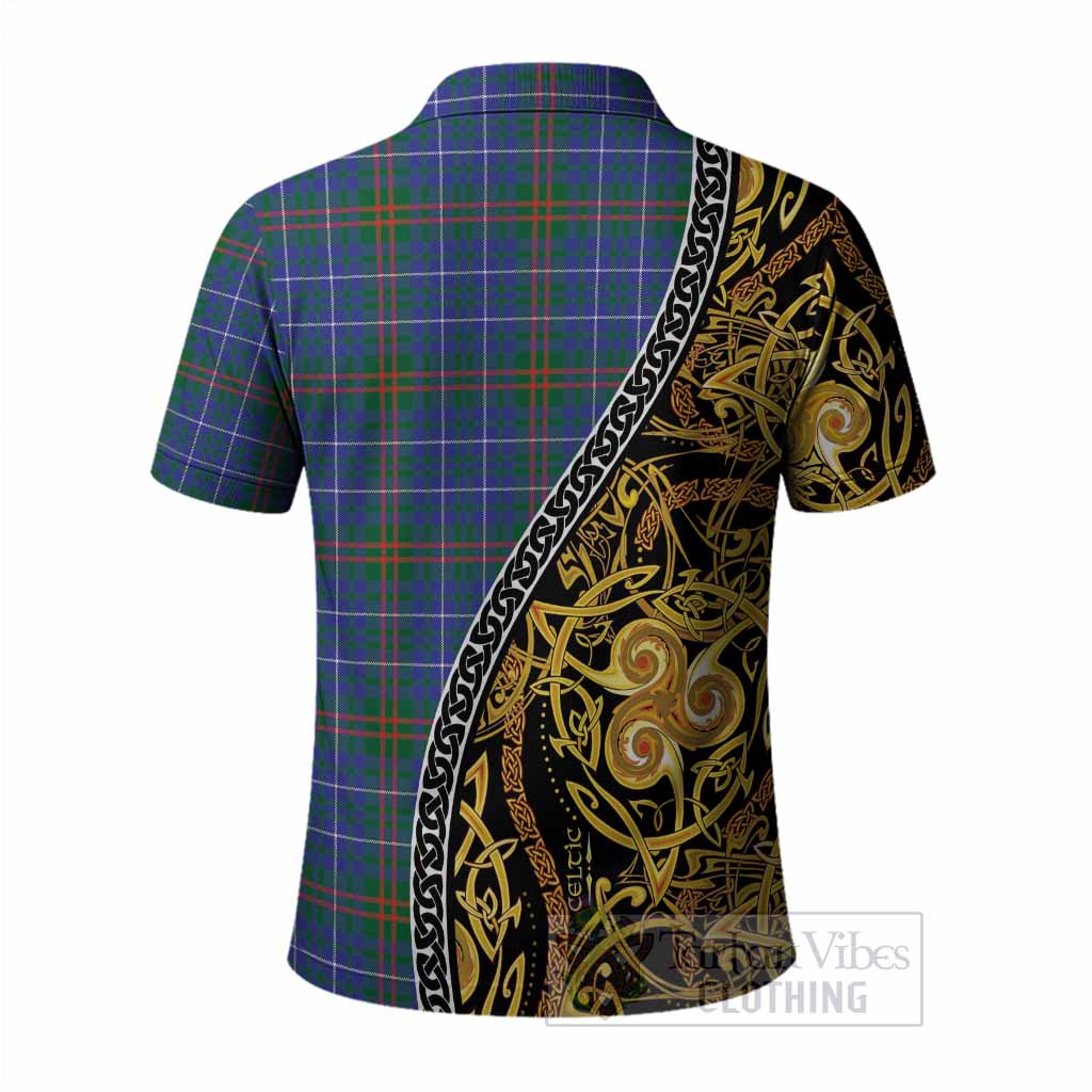 Edmonstone Tartan Crest Polo Shirt Celtic Knot and Triple Trickle Spiral Symbols