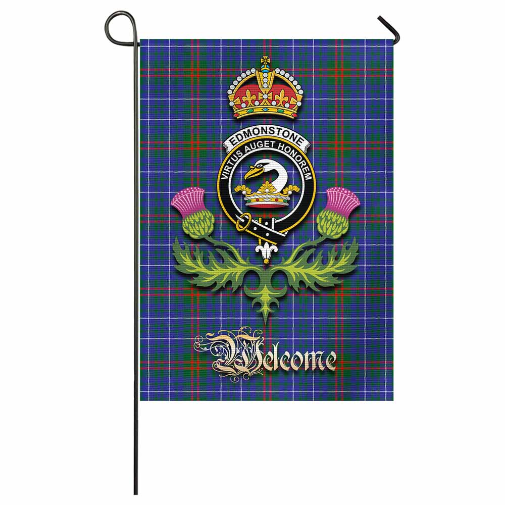 Edmonstone Tartan Family Crest Garden Flag Royal Thistle Welcome Style - Tartan Vibes Clothing