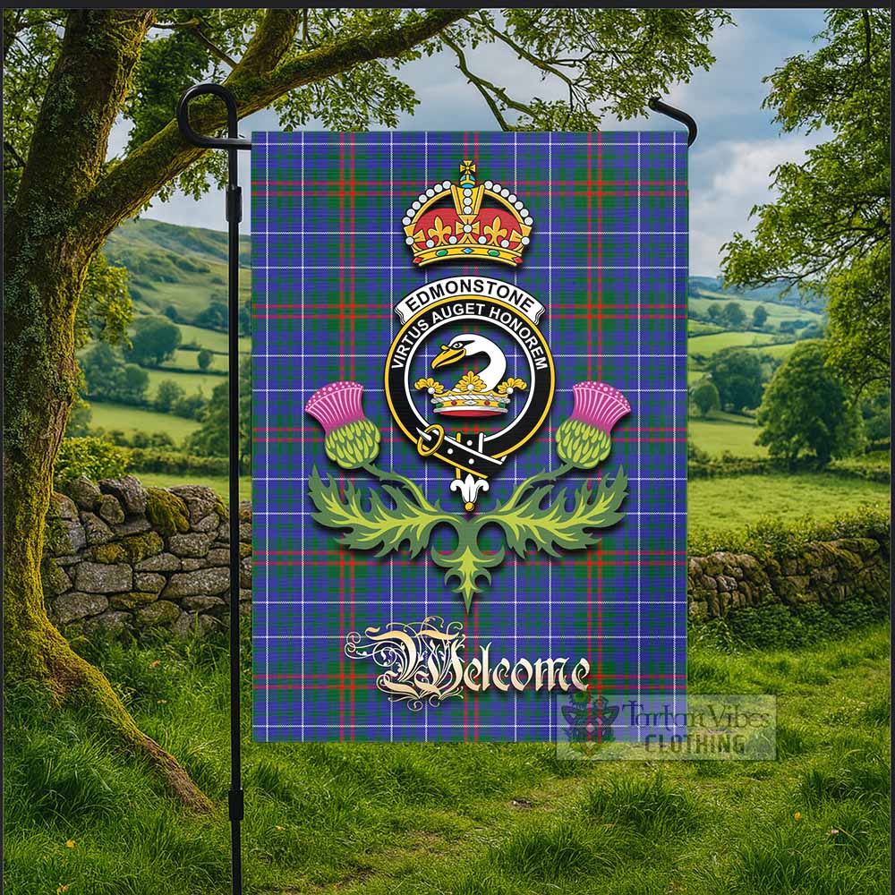 Edmonstone Tartan Family Crest Garden Flag Royal Thistle Welcome Style - Tartan Vibes Clothing