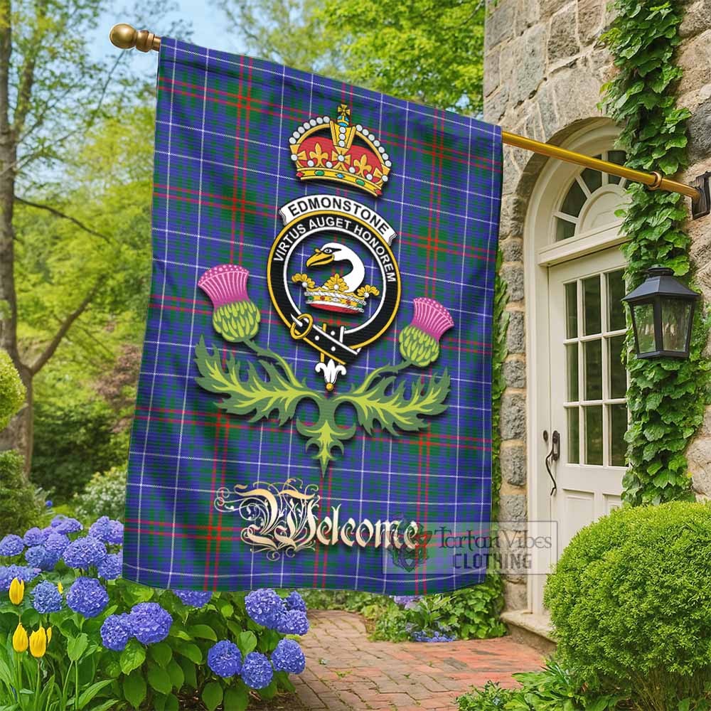 Edmonstone Tartan Family Crest Garden Flag Royal Thistle Welcome Style - Tartan Vibes Clothing