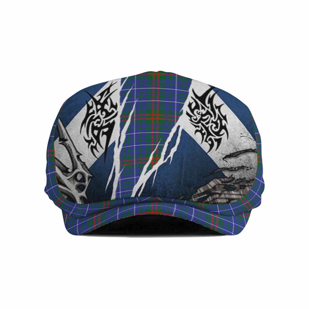 Edmonstone Tartan Flat Cap, Jeff Cap Scotland Flag Ripped Tribal Design