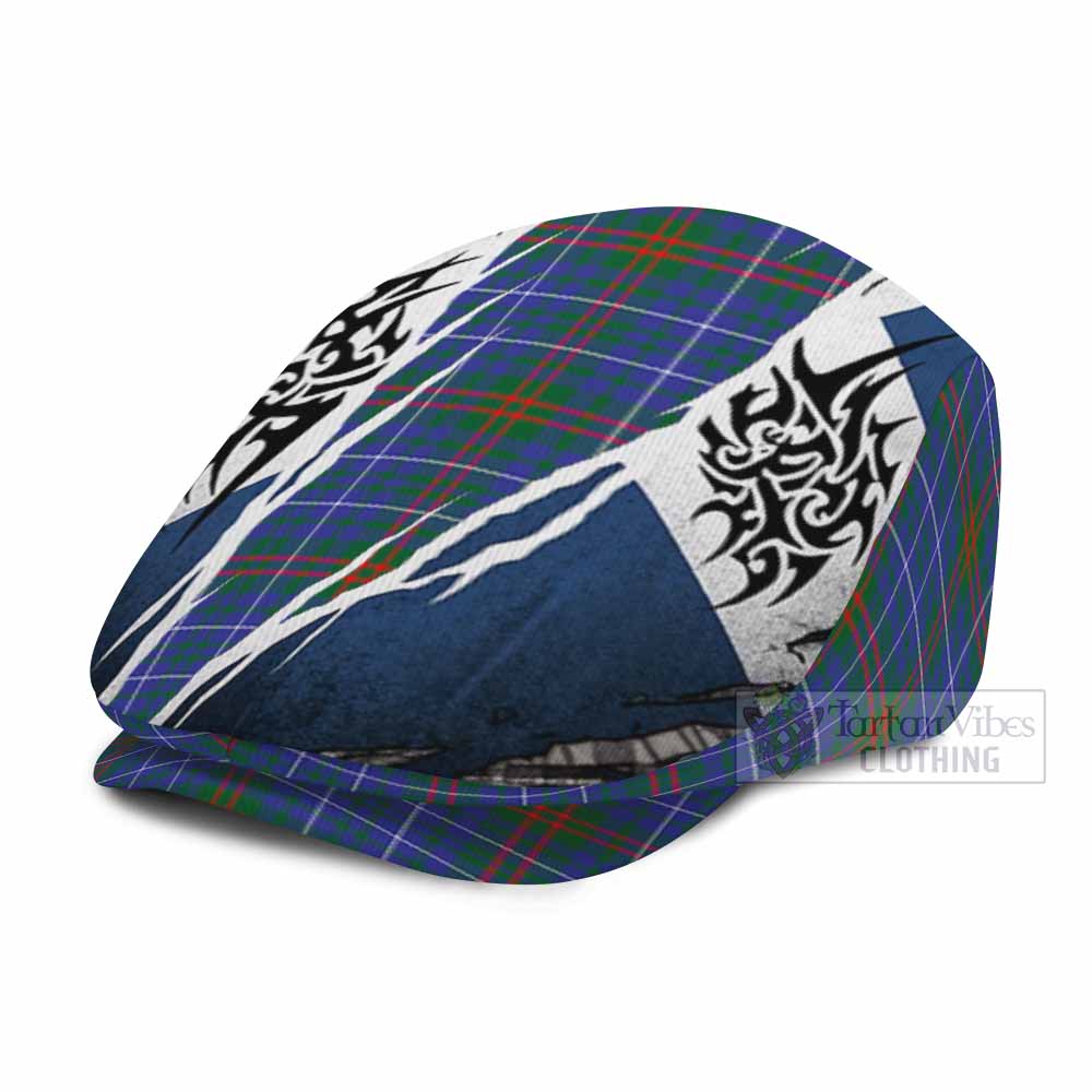 Edmonstone Tartan Flat Cap, Jeff Cap Scotland Flag Ripped Tribal Design