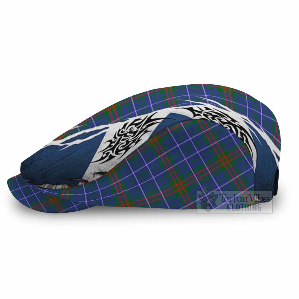 Edmonstone Tartan Flat Cap, Jeff Cap Scotland Flag Ripped Tribal Design