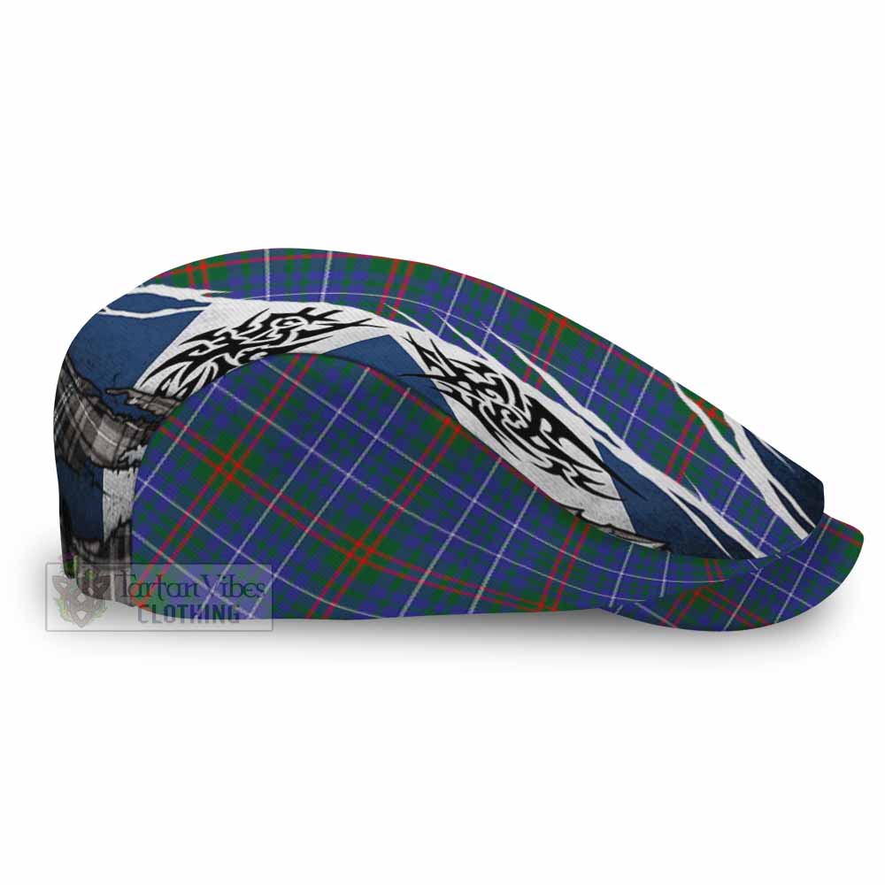 Edmonstone Tartan Flat Cap, Jeff Cap Scotland Flag Ripped Tribal Design