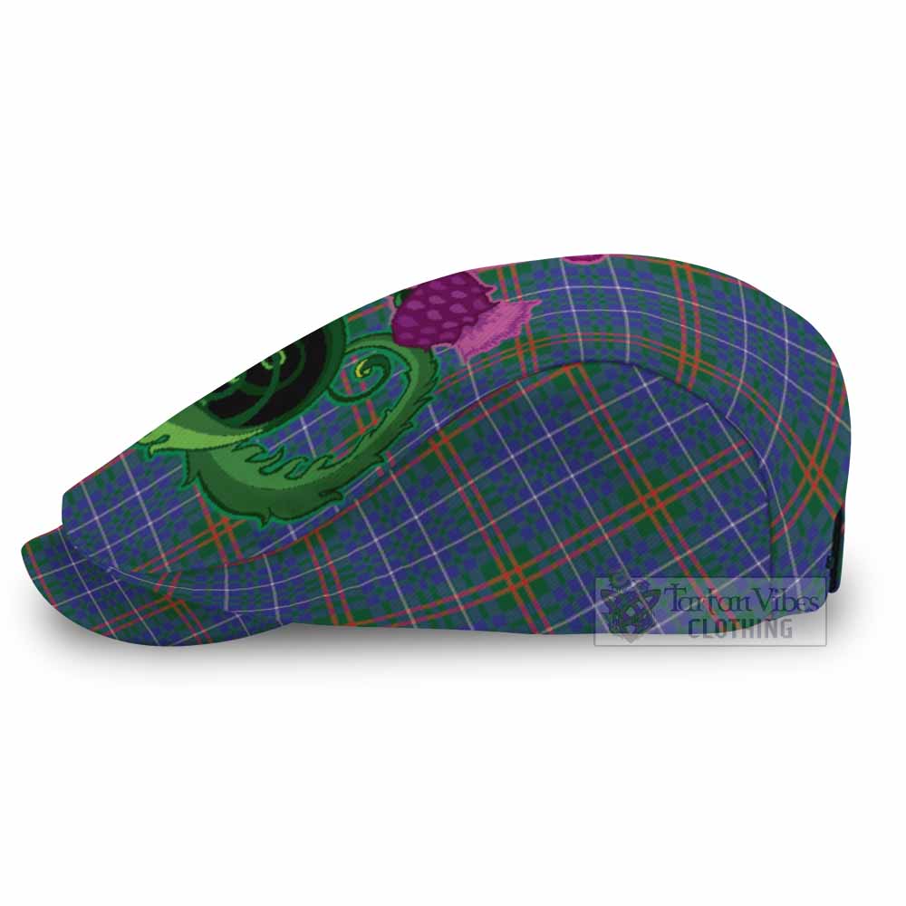 Edmonstone Tartan Flat Cap, Jeff Cap Traditional Scottish Thistle