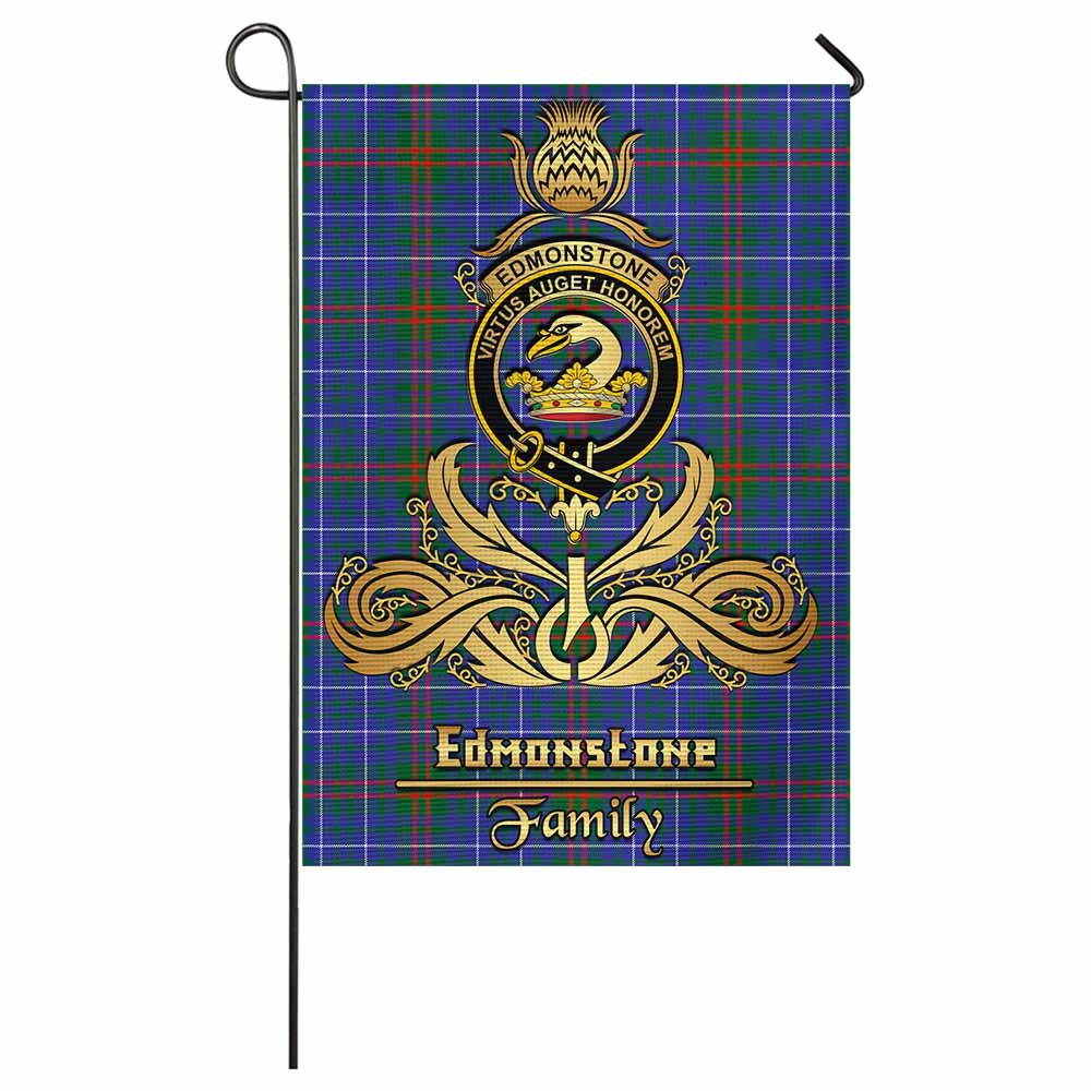 Edmonstone Tartan Garden Flag with Highland Thistle Cherish Family Crest Style - Tartan Vibes Clothing