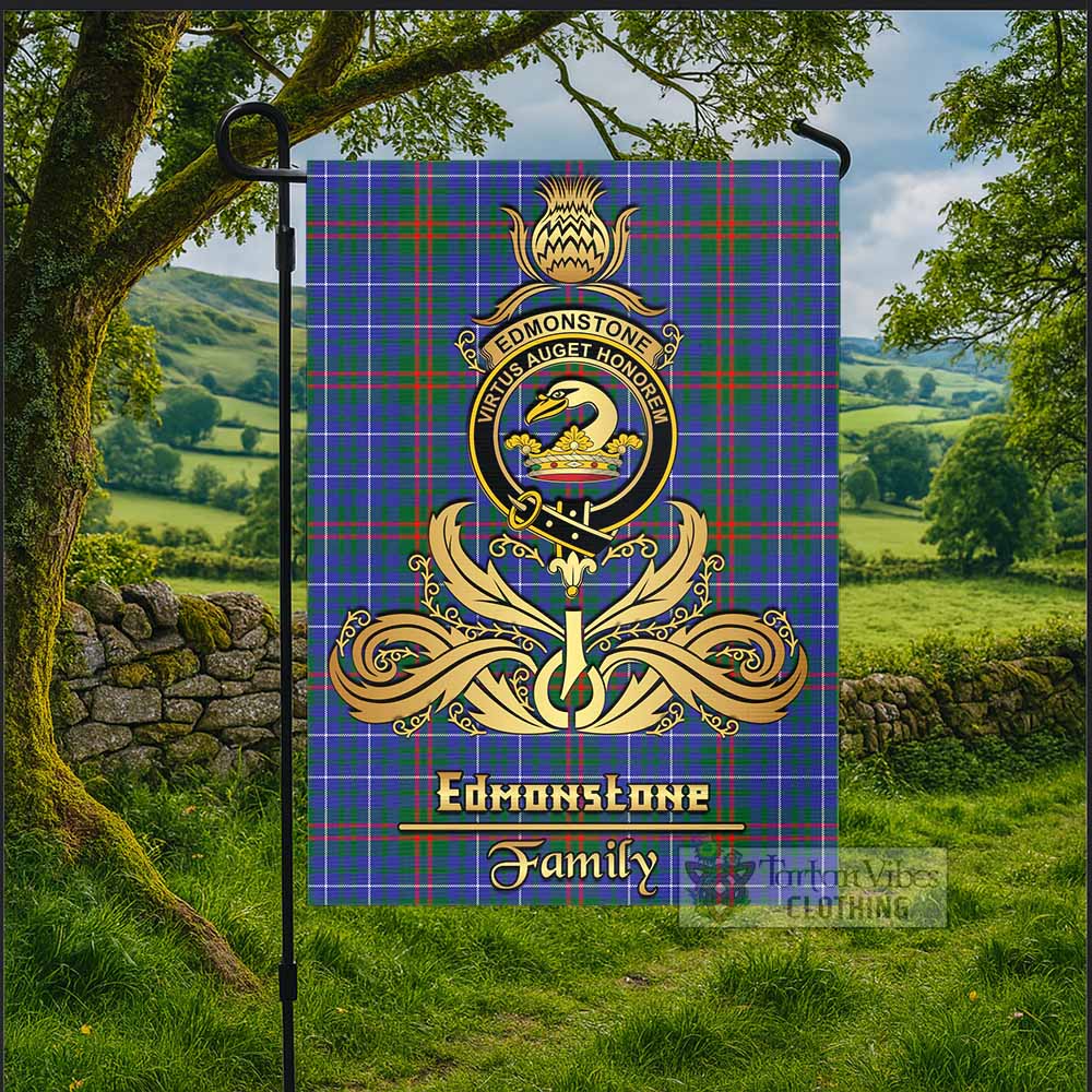 Edmonstone Tartan Garden Flag with Highland Thistle Cherish Family Crest Style - Tartan Vibes Clothing