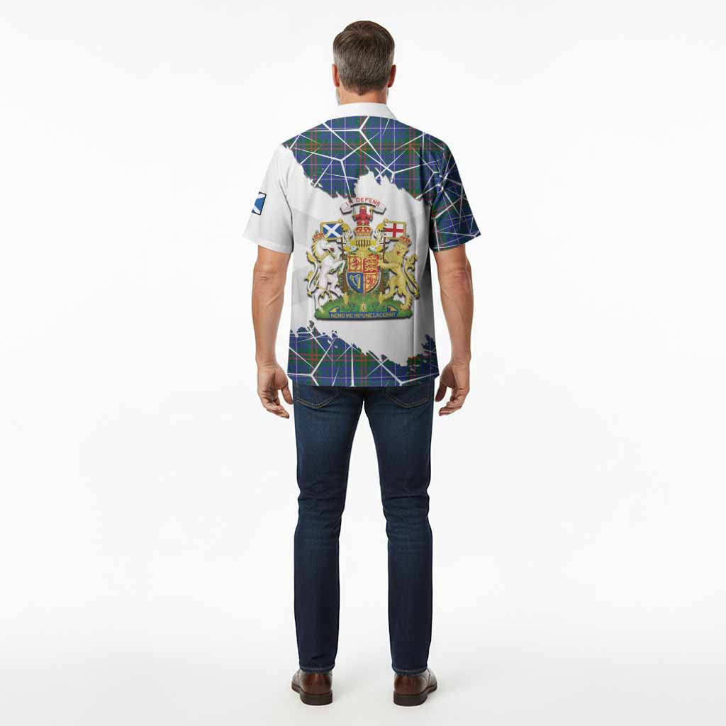 Edmonstone Tartan Hawaiian Shirt with Family Crest and Lion Rampant Grunge Style