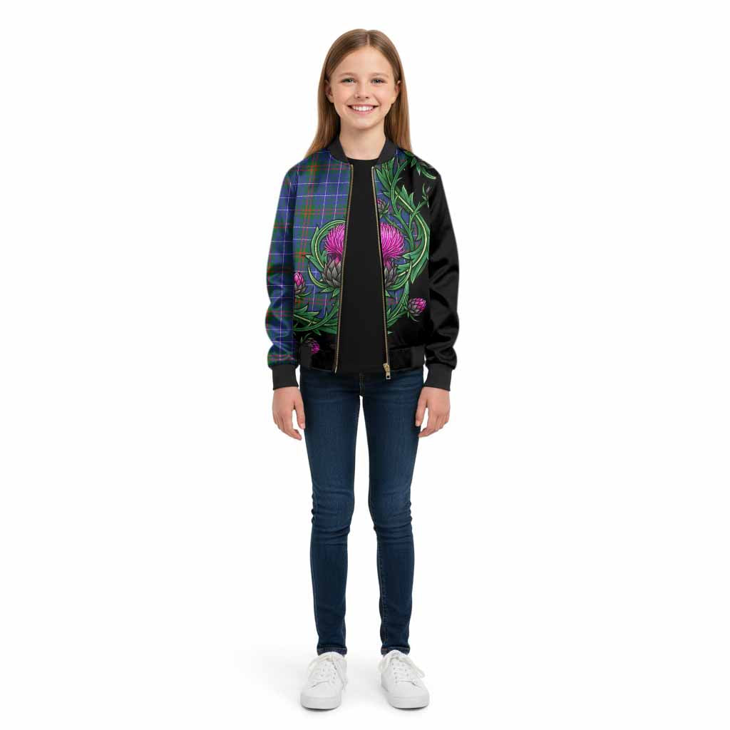 Edmonstone Tartan Kid Bomber Jacket Resilient Scottish Thistle - Tartan Vibes Clothing