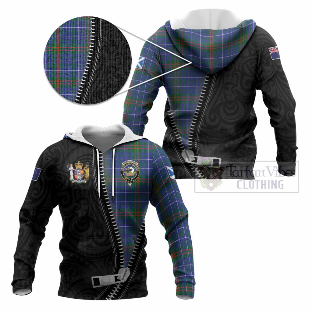 Edmonstone Tartan Knitted Hoodie New Zealand Pattern Unique Zipper Stylized