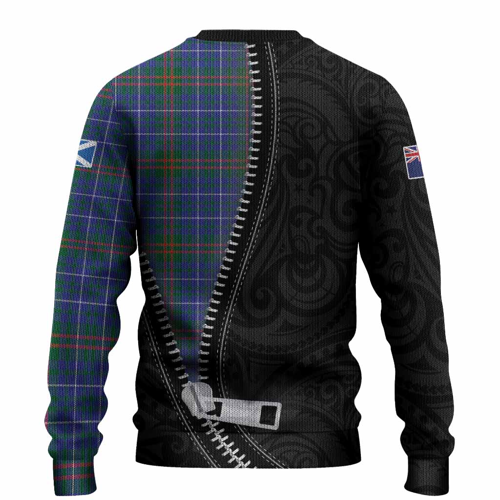Edmonstone Tartan Knitted Sweater New Zealand Pattern Unique Zipper Stylized