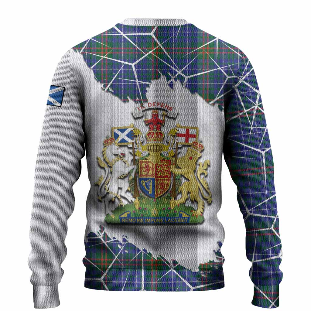 Edmonstone Tartan Knitted Sweater with Family Crest and Lion Rampant Grunge Style