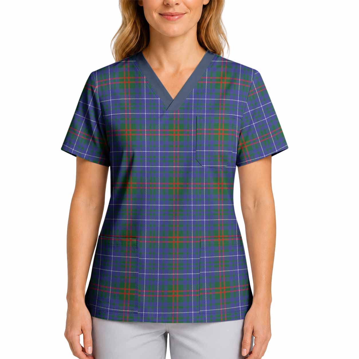 Edmonstone Tartan Scrub Top 4XL - Tartan Vibes Clothing